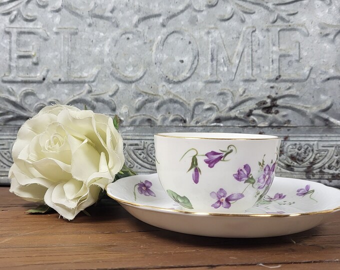 Victorian Violets Hammersley Bone China Open Sugar Bowl and Saucer