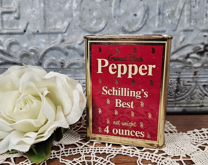 1976 Schilling's Pepper 4 oz. Spice Tin