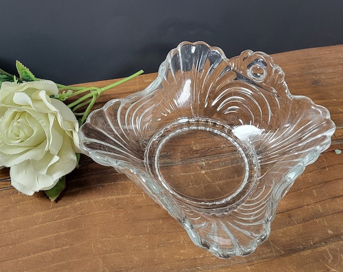Vintage Cambridge Caprice Clear 5” Square Basket | Elegant Glass