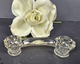 Vintage Glass Double Decagon Knob Drawer Pull