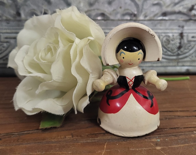 Antique Dutch Girl Bell in Read, White and Black Dress
