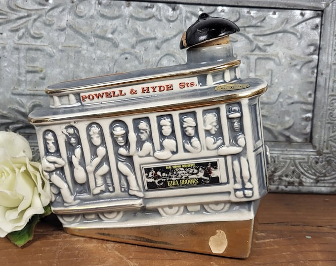 Vintage 1968 Ezra Brooks San Francisco Cable Car Decanter - Bourbon Whiskey - Empty