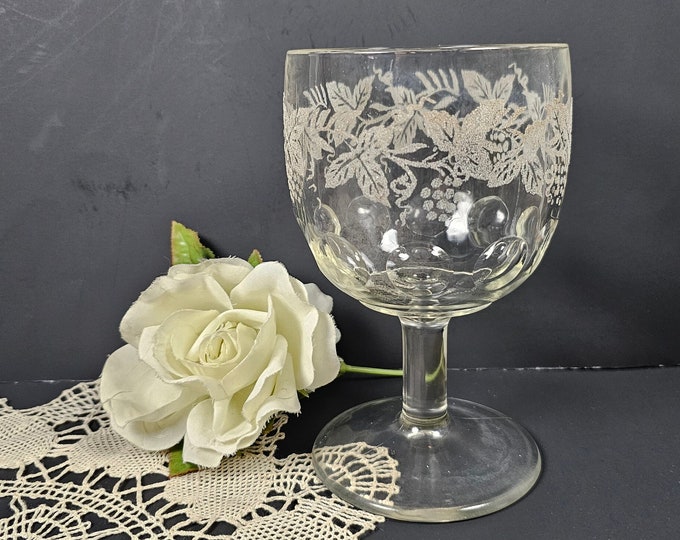 1940s Water Goblet with Grapevine Motif by Bartlett  - Sold Individually