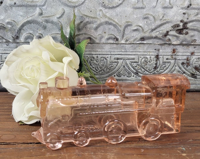 Pink Depression Glass Train Engine 888 Candy Container