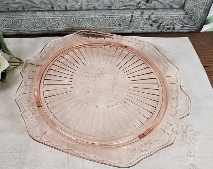Footed Cake Plate Depression Glass - Mayfair Pink by Anchor Hocking