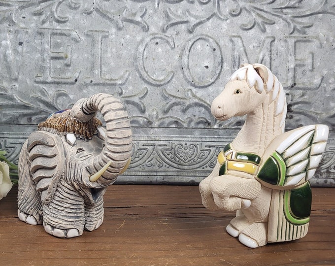 Artesania Rinconada Ceramic Figurine: Pegasus or Elephant- Made in Uruguay