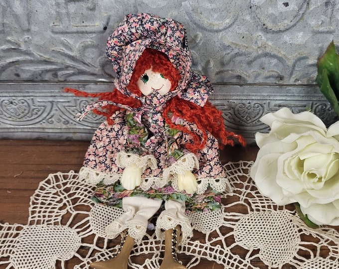 Vintage Sweet Red-Haired Floppy Rag Doll