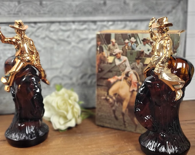 1970s Vtg Avon Bucking Bronco Aftershave Decanter - 2 to choose from
