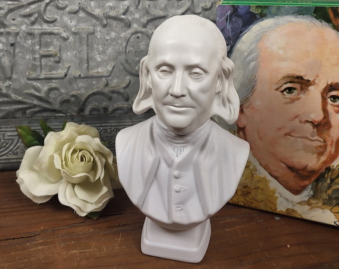 1970s Vtg Avon Benjamin Franklin Bust - Wild Country Aftershave Decanter - VIB