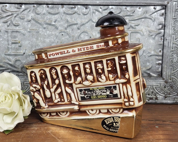 Vintage 1968 Ezra Brooks San Francisco Cable Car Decanter - Bourbon Whiskey - Empty