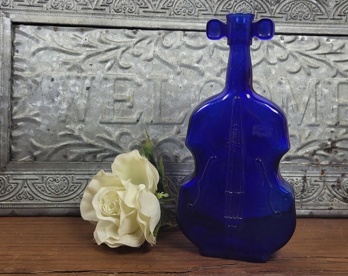 Vintage Viobot - Cobalt Blue Glass Violin-Shaped Bottle