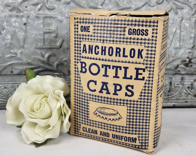 Vtg Metal and Cork Anchorlok Bottle Caps - One Gross - Anchorlok Bottle Cap Co. Brooklyn, NY