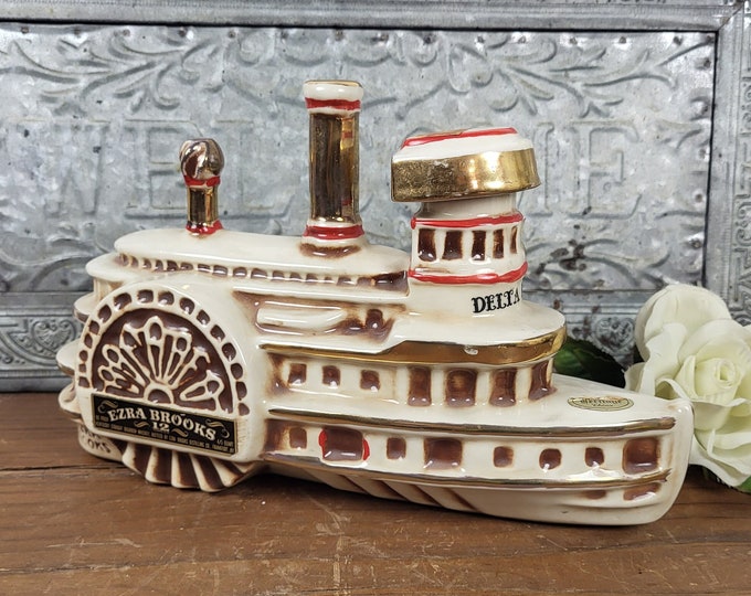 Vintage 1969 Ezra Brooks Delta Belle Steamboat Decanter - Bourbon Whiskey - Empty