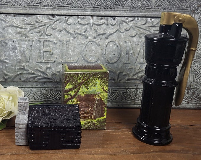Vintage 1970s Avon After Shave Decanter: Choose Homestead Cabin or Water Pump