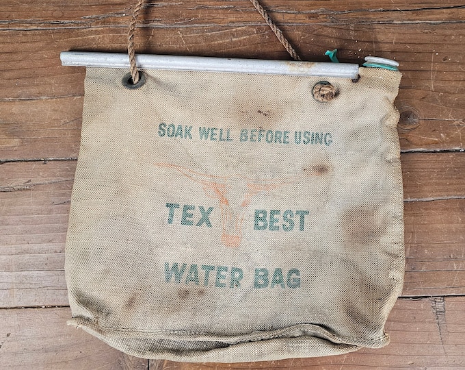 Vintage Tex Water Bag Wall Art | Rustic Western Decor