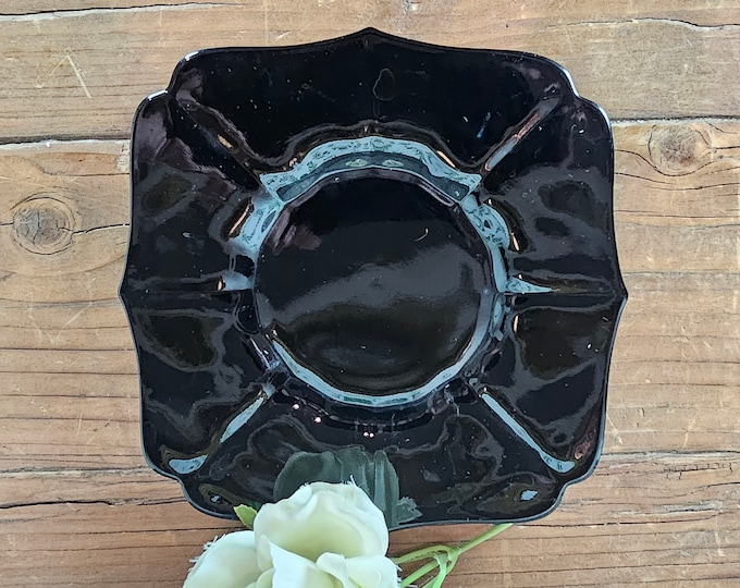 Rare 1930s Hazen Black Luncheon Plates - Depression Glass by Imperial Glass-Ohio