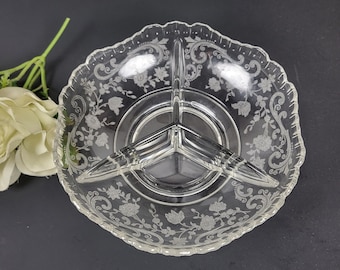 6" Round 3-Part Relish Chantilly by Cambridge Glass