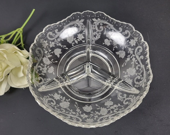 6" Round 3-Part Relish Chantilly by Cambridge Glass