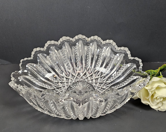 Early 1900s Duncan & Miller Glass Co. Oval Mardi Gras or Empire Serving Bowl