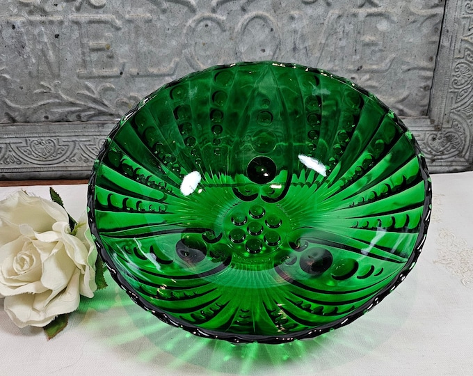 1940s Depression Glass Dessert Bowl - Burple-Inspiration Green by Anchor Hocking