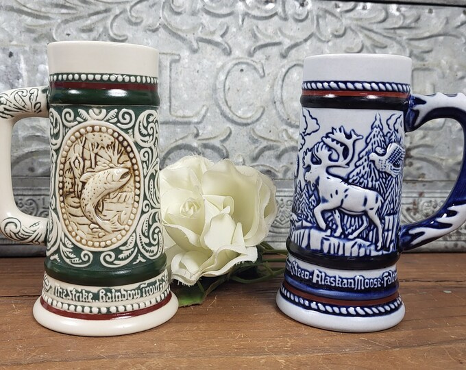 1983 Avon Beer Steins: Choose Rainbow Trout/English Setter or Western Animals - Authentic Numbered