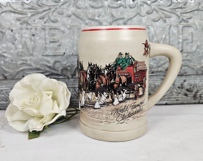 Anheuser Busch Budweiser 1987 World Famous Clydesdales Stein - Ceramarte, Made in Brazil