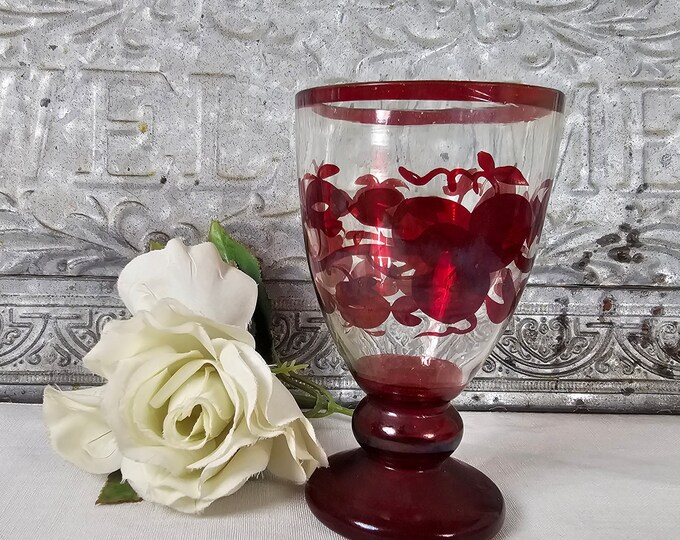 Vintage Ruby Red Goblet -  Bohemian Czech