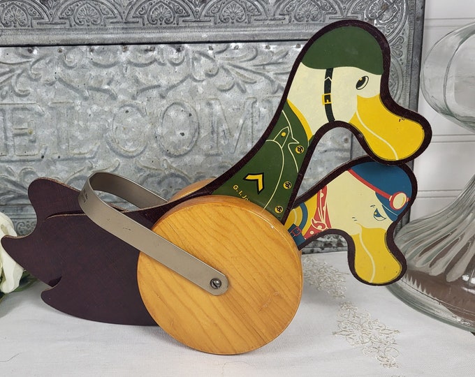 1940s WWI G.I. Elmer and WWII G.I. Joe Push Toy - No Handle