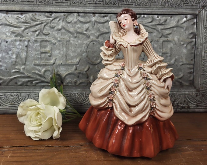 Rare Vintage Florence Ceramics Figurine Amelia in Beige and Brown