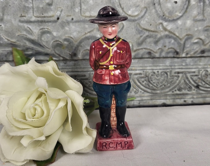 Vintage Single MCM Royal Canadian Mounted Police Single Salt-Pepper Shaker | Retro Kitschy Kitchen