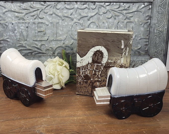 1970s Vtg Avon Covered Wagon Wild Country Empty Aftershave Decanter - 2 to choose from