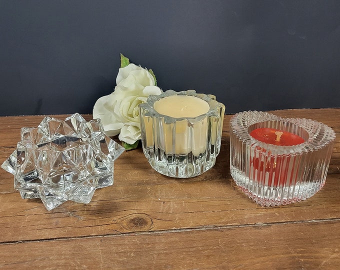Vintage Avon Crystal Votive Candle Holders - Choose from Starburst, Heart or Sun