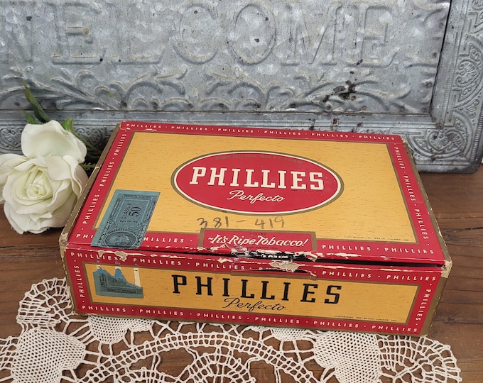 Vintage MCM 1950s Phillies Perfecto Cigar Box - Bayuk Cigars, Inc.
