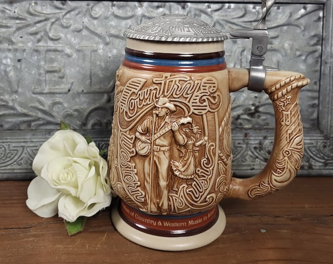 1994 Country & Western Music Avon Lidded Beer Stein - Authentic Numbered