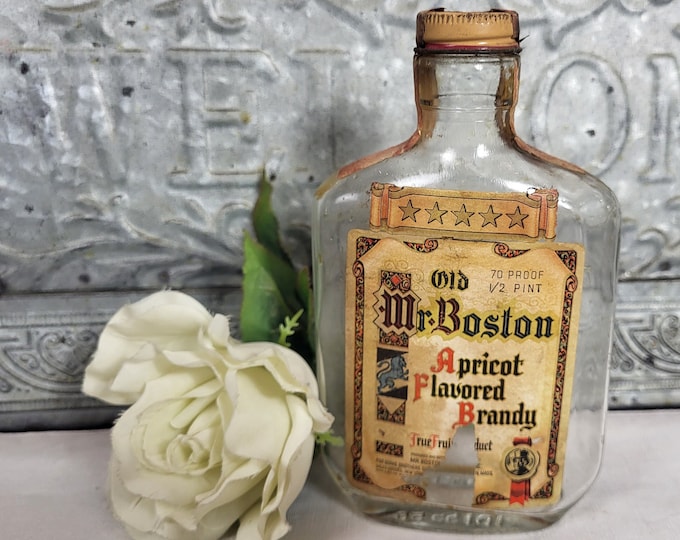 Post-Prohibition Mr. Boston Apricot Flavored Brandy Bottle with Cap and Label
