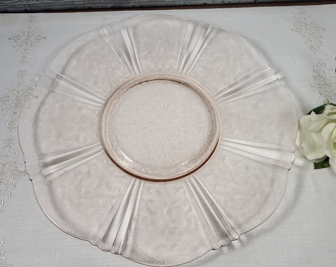 Depression Glass Pink Salver Plate - Serving Platter - American Sweetheart Pink by MacBeth-Evans
