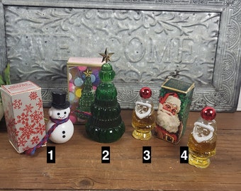 1970s Vintage Avon Decanters - VIB - Choose From Jolly Santa, Yuletree or Dapper Snowman