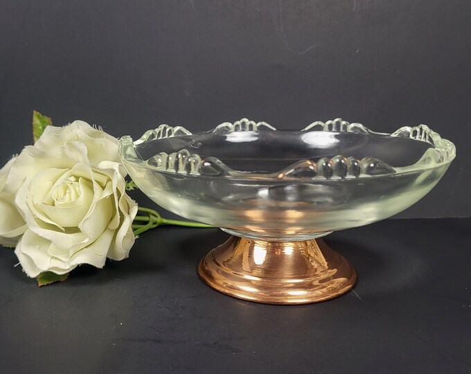 Vtg Footed Bon Bon Bowl with Copper Base - 412 by Princess House