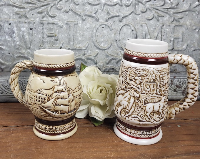 Avon Beer Steins - Choose from Authentic Numbered 1983 Cattle Drive or 1982 Sailboats