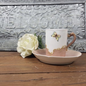 French China Teacup and Saucer - Butterflies