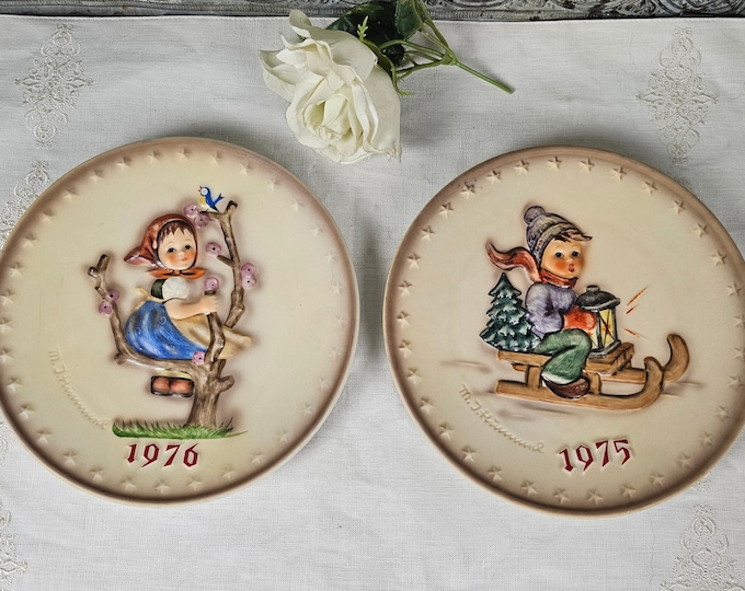 1970s M.J. Hummel Plates: 1975 5th AND 1976 6th Annual Plates, West Germany - GOEBEL