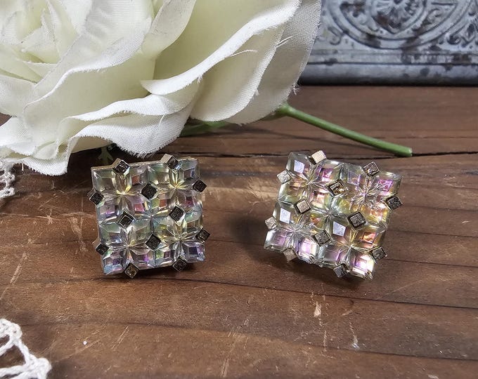 1950s Square Swank Rhinestone Cufflinks