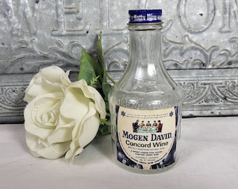 1960s 4 oz. Mogen David Concord Wine Miniature Bottle with Screw Cap - Empty