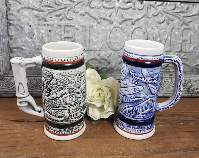 Avon Beer Steins - Choose from Authentic Numbered  1985 Locomotives or 1982 Planes