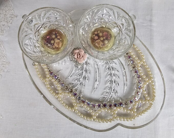 Vintage Owl Wall Decor: Upcycled Glass Trinket Dish, Jewelry Holder, Candle Holder