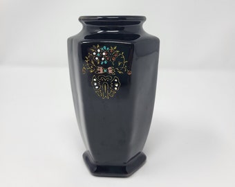 Vintage MG Ceramics Japanese Hand Painted 6 Sided Moriage Vase
