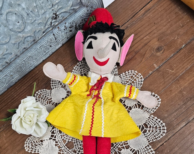 1960s Vintage Felt Elf Hand Puppet -  Puppet Originals by J. Grace Burns