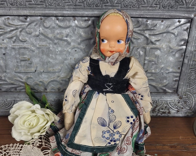 1930s Jointed Sawdust Doll in Traditional Dress - from Poland
