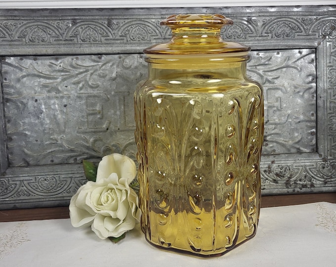 Large Canister and Lid - Show Off Amber by Federal Glass