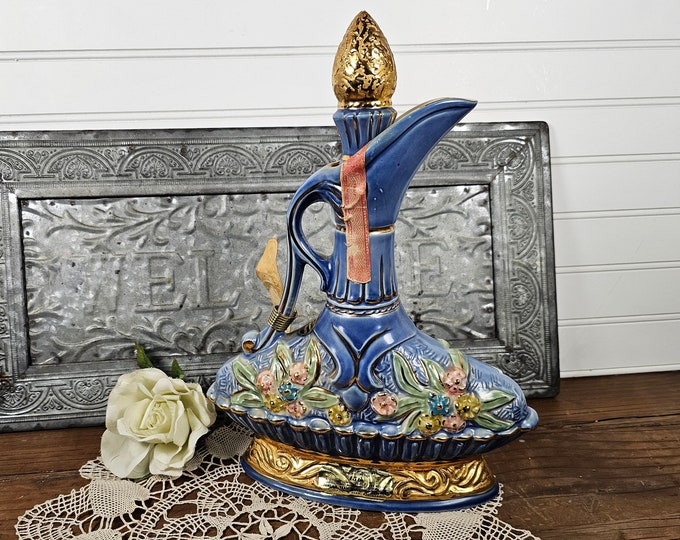 1962 Floral Jim Beam Whiskey Pitcher Decanter - Empty